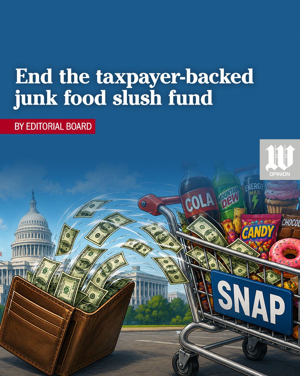 WashTimesOpEd's tweet photo. EDITORIAL: "What began as a well-intentioned program to distribute farm surpluses to the genuinely needy during the Great Depression has morphed into a taxpayer-funded junk-food slush fund. That must end." https://t.co/aC2IE5wb4T