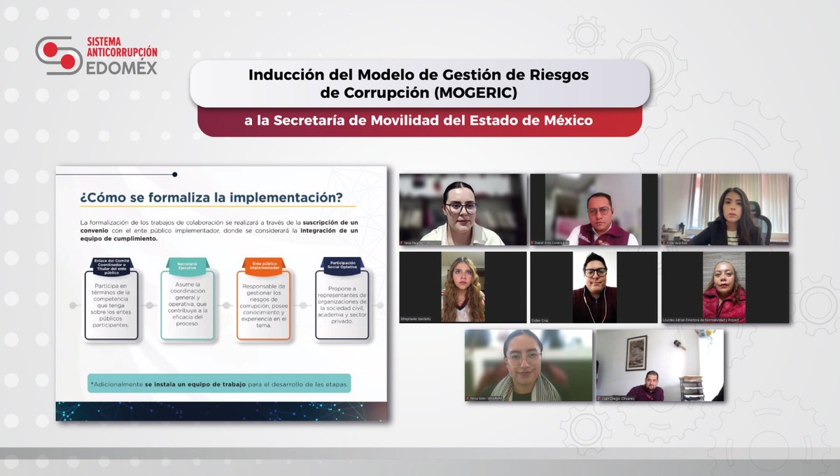 SESAEMM_'s tweet photo. ⚙️ Como parte de las acciones para prevenir la corrupción en los entes públicos del #EdoMéx, brindamos asesoría a la Secretaría de Movilidad (@SEMOV_Edomex) sobre el Modelo de Gestión de Riesgos de Corrupción #MOGERIC.
#EquipoAnticorrupciónEdoMéx ⚽️ https://t.co/VgwPBsuSnI