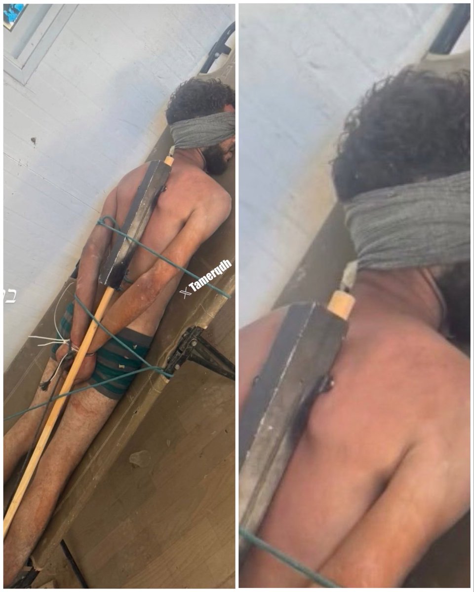 RamAbdu's tweet photo. An Israeli soldier shared this photo of a Palestinian civilian abducted by soldiers from the Israeli military’s Netzah Yehuda Battalion in northern Gaza.

Now imagine what thousands of Palestinian hostages held by Israel have endured. ⁉️ https://t.co/jE33ezyYKE