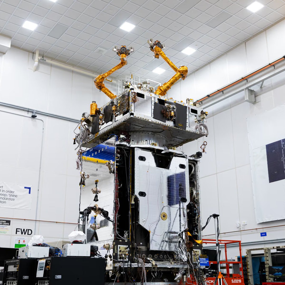 northropgrumman's tweet photo. Two robotic arms, endless possibilities 🦾🦾. Launching this summer, our Mission Robotic Vehicle is built to service satellite in orbit, from repairs und upgrades to life-extension missions and beyond. https://t.co/JrCtVXP6nQ