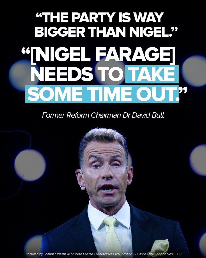 Lough_Cons's tweet photo. First, Zia Yusuf declared it wasn't a "good use" of his time to get Reform elected.

Now David Bull is telling Nigel to “take some time out”...😬 https://t.co/Rqnoq4Ss2P