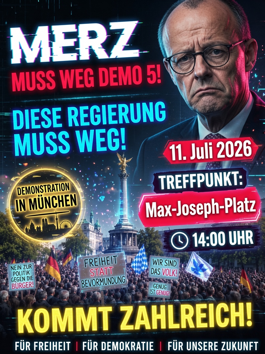 BockwurstClown's tweet photo. M E R Z M U S S W E G D E M O 5 !
⬜️⬜️⬜️⬜️⬜️⬜️⬜️🟥🟥🟥🟥🟥🟥🟥🟥
Wir haben die Schnautze voll - MERZ MUSS WEG
und die AfD muss nun an die MACHT !
⬜️⬜️⬜️⬜️⬜️⬜️⬜️🟥🟥🟥🟥🟥🟥🟥🟥
TERMIN: 11.07.2026
ORT: MÜNCHEN
TREFFPUNKT: MAX-JOSEPH-PLATZ
ZEIT: 14:00 UHR
#Merz #München #Demo5 https://t.co/vrPYGbJV7X