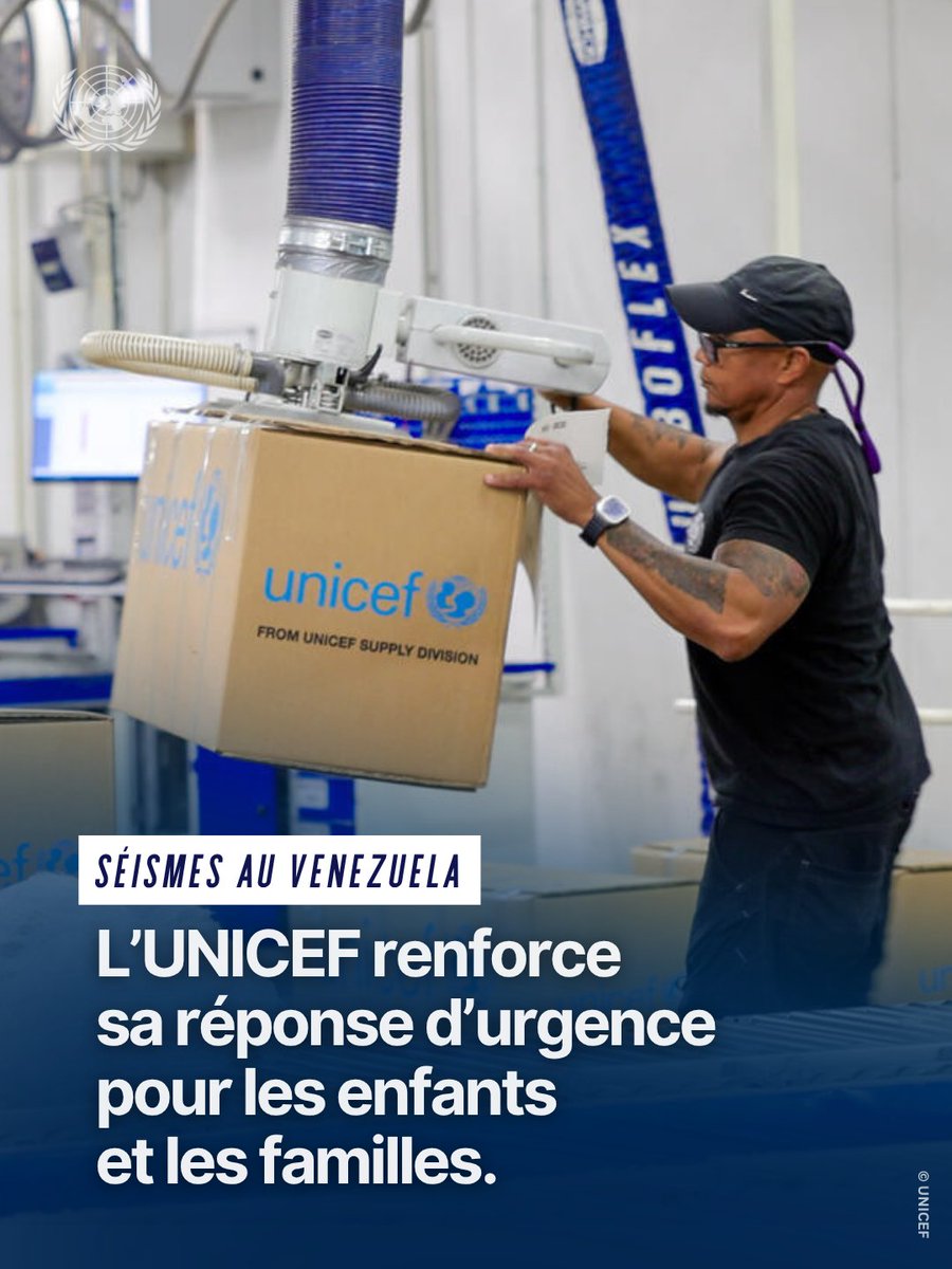ONU_fr's tweet photo. Venezuela : 680 000 enfants ont besoin d’aide suite aux séismes dévastateurs.

Un premier envoi de l'@UNICEF_FR, composé de fournitures médicales, d’articles destinés à l’eau et l’assainissement et de tentes, est arrivé. D'autres suivent.

Comment aider : https://t.co/bziWVLlGn2 https://t.co/J3cNkZXs9R