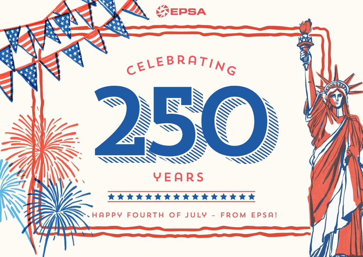 EPSAnews's tweet photo. Happy Independence Day from EPSA!

For 250 years, American innovation has powered our nation's growth and prosperity. Today, reliable electricity remains at the heart of that progress—powering our homes, businesses, hospitals, manufacturers, and the technologies shaping our future.

As we celebrate our nation's independence, we also recognize the workers, operators, engineers, and energy professionals who help keep electricity flowing every day of the year.

Wishing everyone a safe and happy Fourth of July.

#July4th #IndependenceDay #EPSA #America250