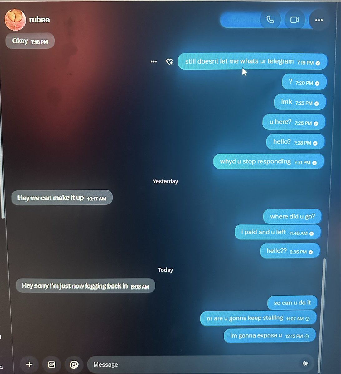 rafaelisli's tweet photo. @rubeebaby3 is a scammer she has screenshot protection so u cant expose her dont buy from her or trust her verified seller list #buyingcontent https://t.co/TRsYniSlUM