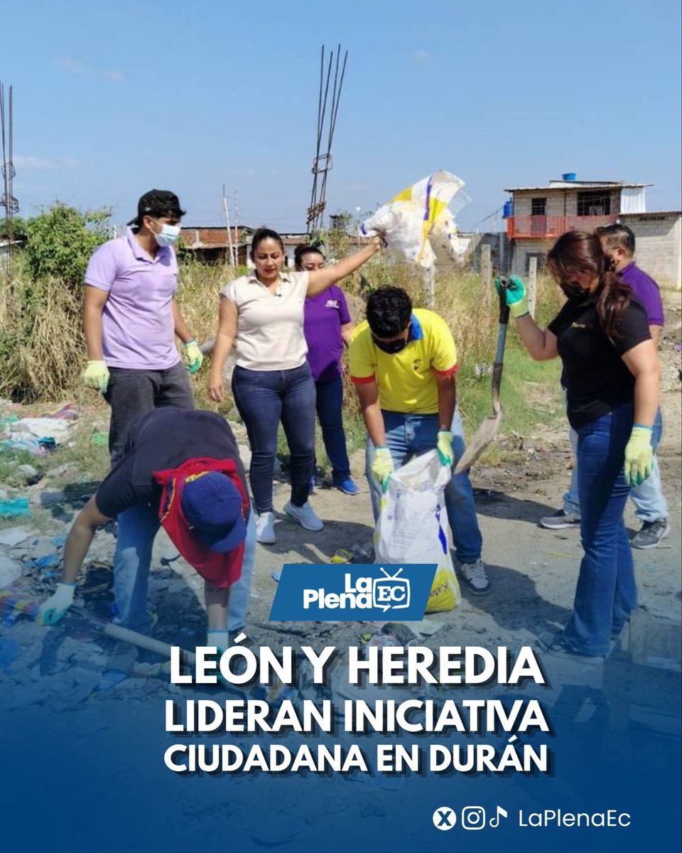 laplenaec_'s tweet photo. Con escobas, fundas, camiones voluntarios Alex León y Raquel Heredia, lideran la Iniciativa de una jornada de limpieza para recuperar espacios públicos afectados por la acumulación de basura en distintos sectores de Durán. #duran https://t.co/C7vZeCAk9X