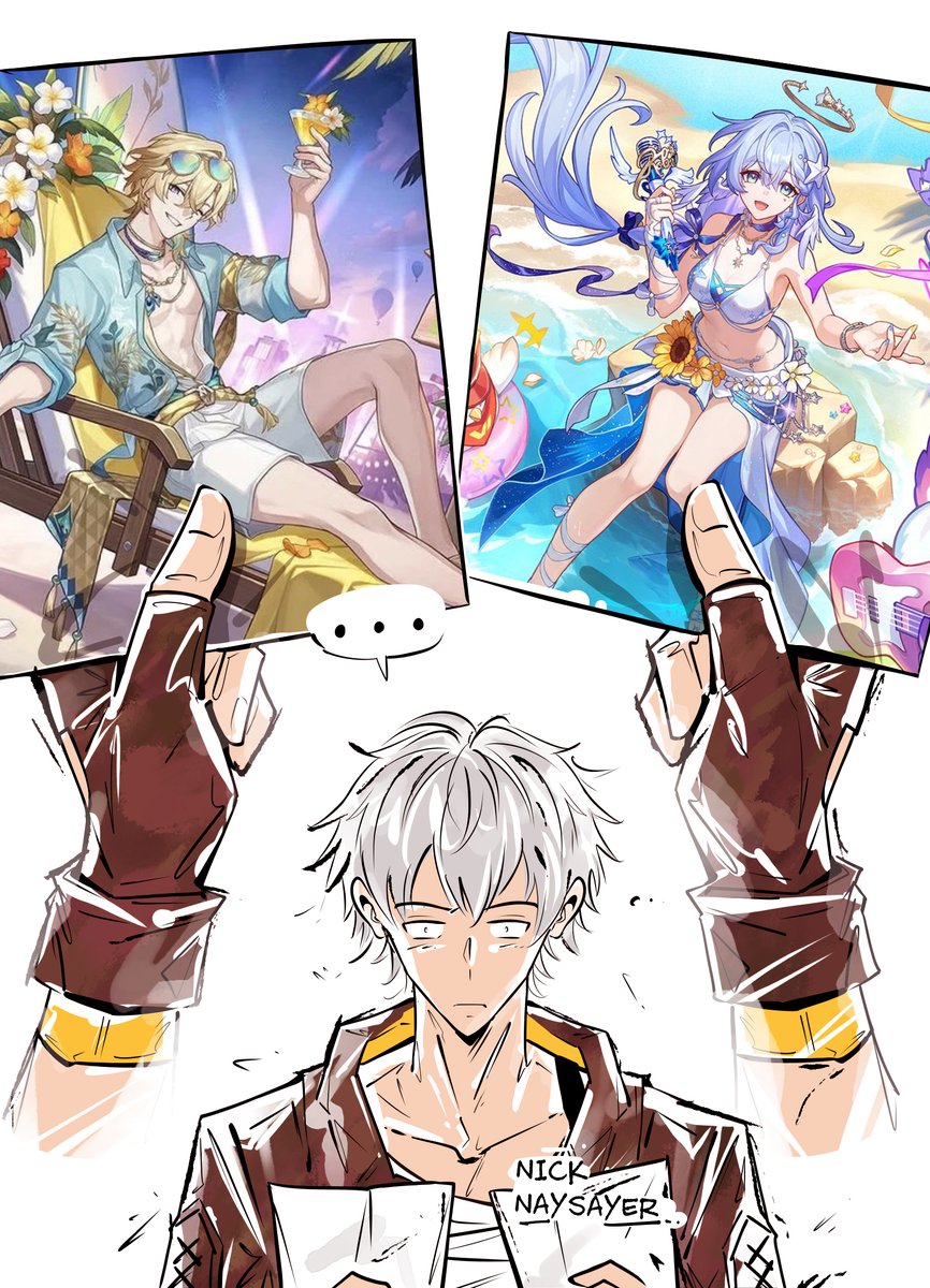 Nick_Naysayer's tweet photo. Can't decide who looks better ... 👀
#honkaistarrail #AventurineHSR #robinhsr #waveflair #summeretto #elation #fanart #comic https://t.co/8MKhWYO3sY