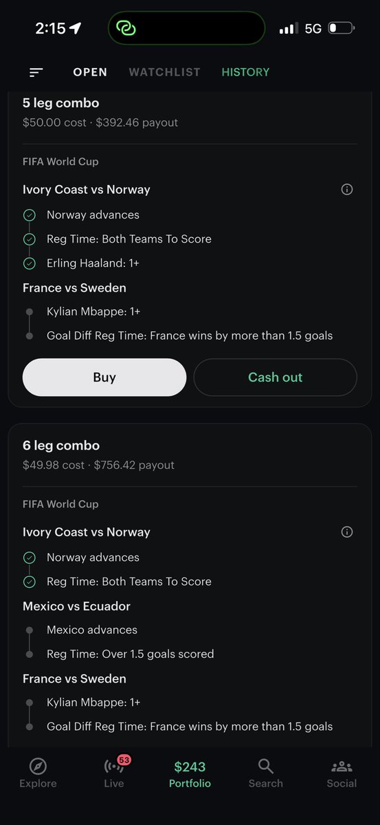 chrisgrayza's tweet photo. Yesssir . Let’s keep it going #Kalshi Norway advances 🇳🇴 https://t.co/wPS7skOSrD