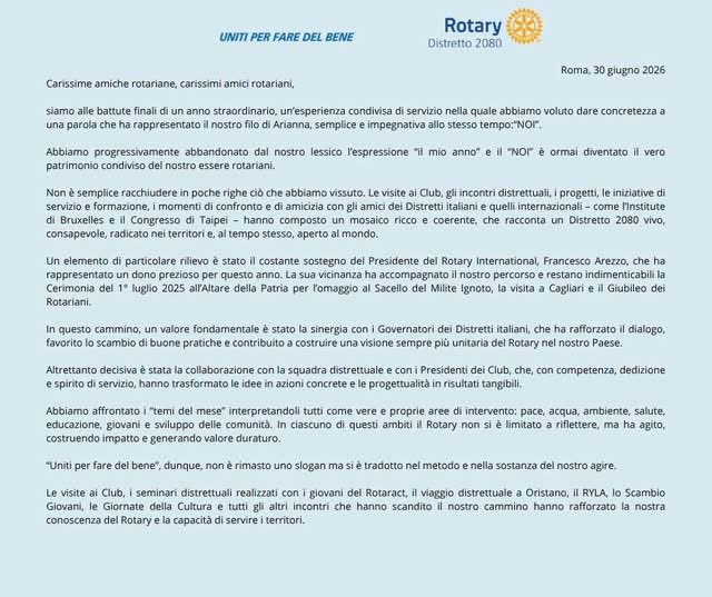 rotary2080's tweet photo. 💌La lettera di ringraziamento del Governatore Adriana Muscas. https://t.co/Qf0PECJdd5