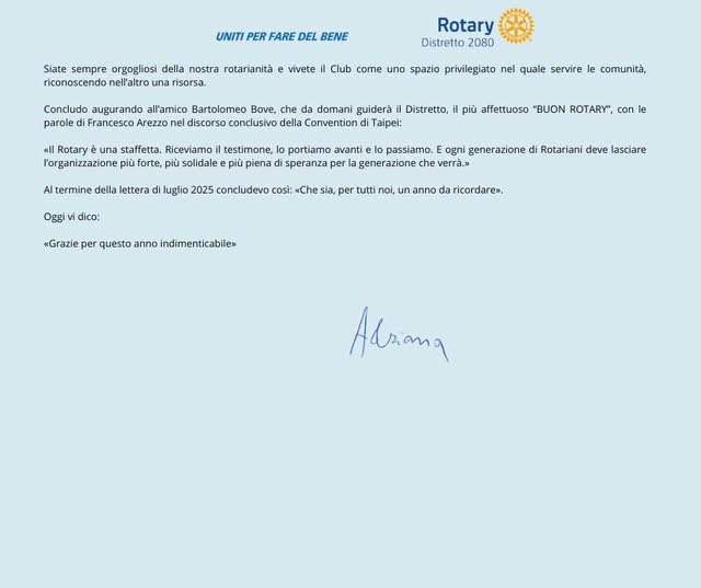 rotary2080's tweet photo. 💌La lettera di ringraziamento del Governatore Adriana Muscas. https://t.co/Qf0PECJdd5