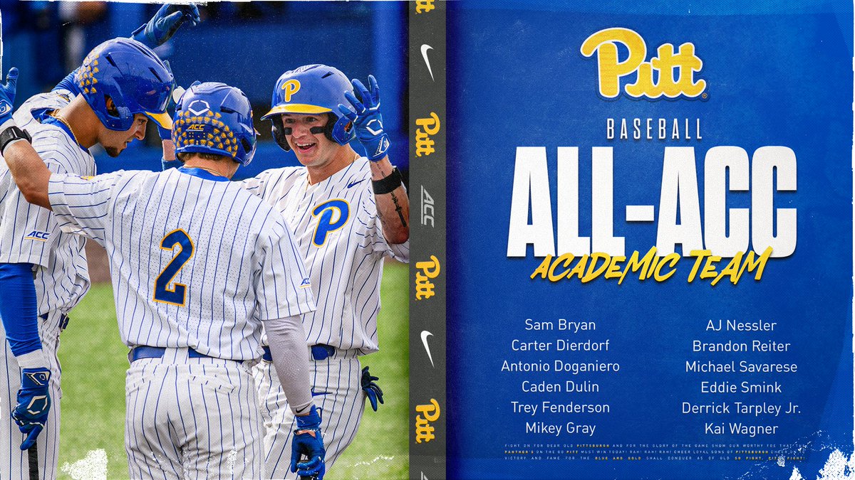 Pitt_BASE's tweet photo. 1⃣2⃣ Panthers were named to the All-ACC Academic Baseball Team 👏🔥

🔗: https://t.co/MjUfOcfUQ2 https://t.co/JfS8q7Rw2b