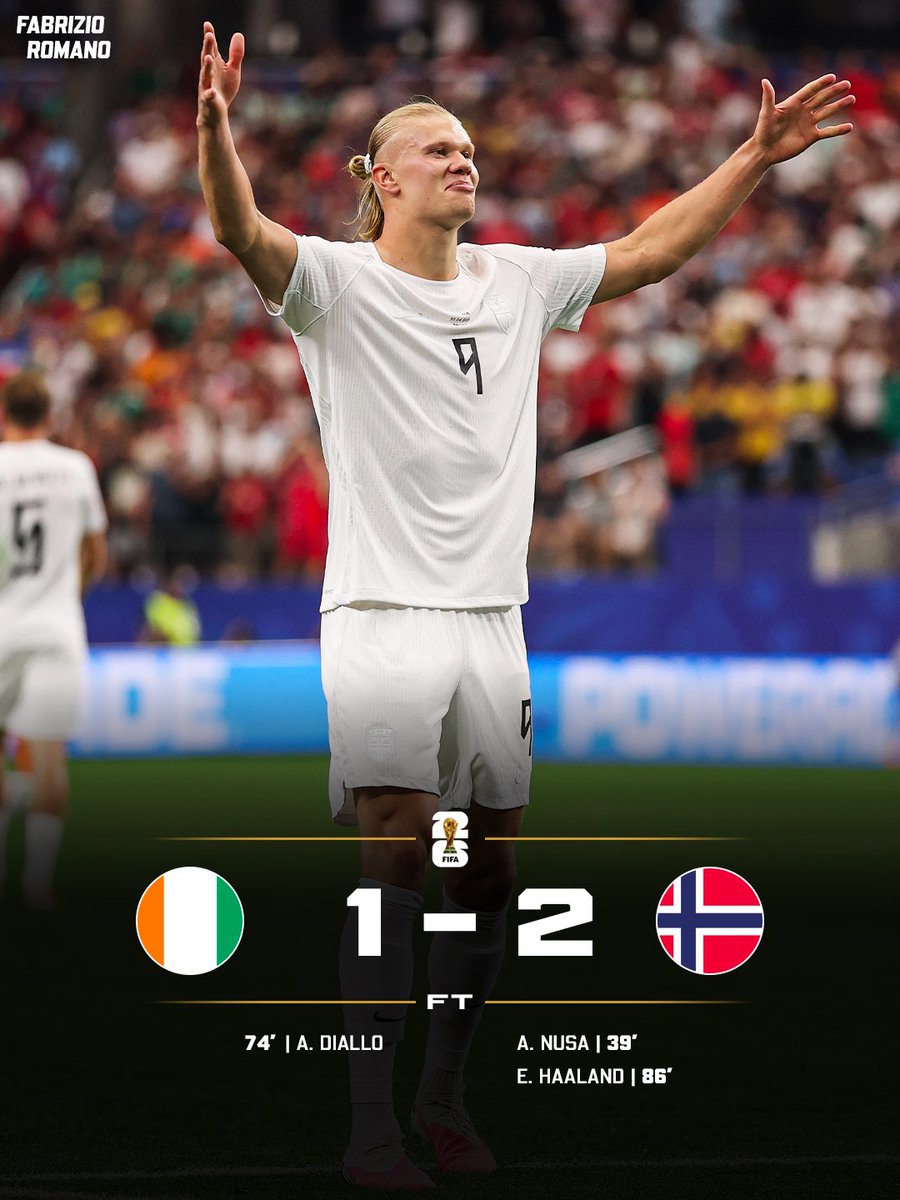 Obodogoldenc's tweet photo. 💥🇳🇴 NORWAY FLY TO WORLD CUP ROUND OF 16, IVORY COAST ARE OUT! 🇨🇮

5 goals in 3 starts for Erling Haaland. 🧘🏼‍♂️

Who’s been your Man of the Match? https://t.co/eDJ5IVIcSm