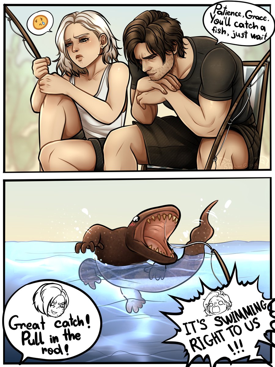 5hanebiaa's tweet photo. Fishing with Leon and Grace 🐟
#ResidentEvilㅤ #LeonKennedy #GraceAshcroft https://t.co/hUDRkjI8VA