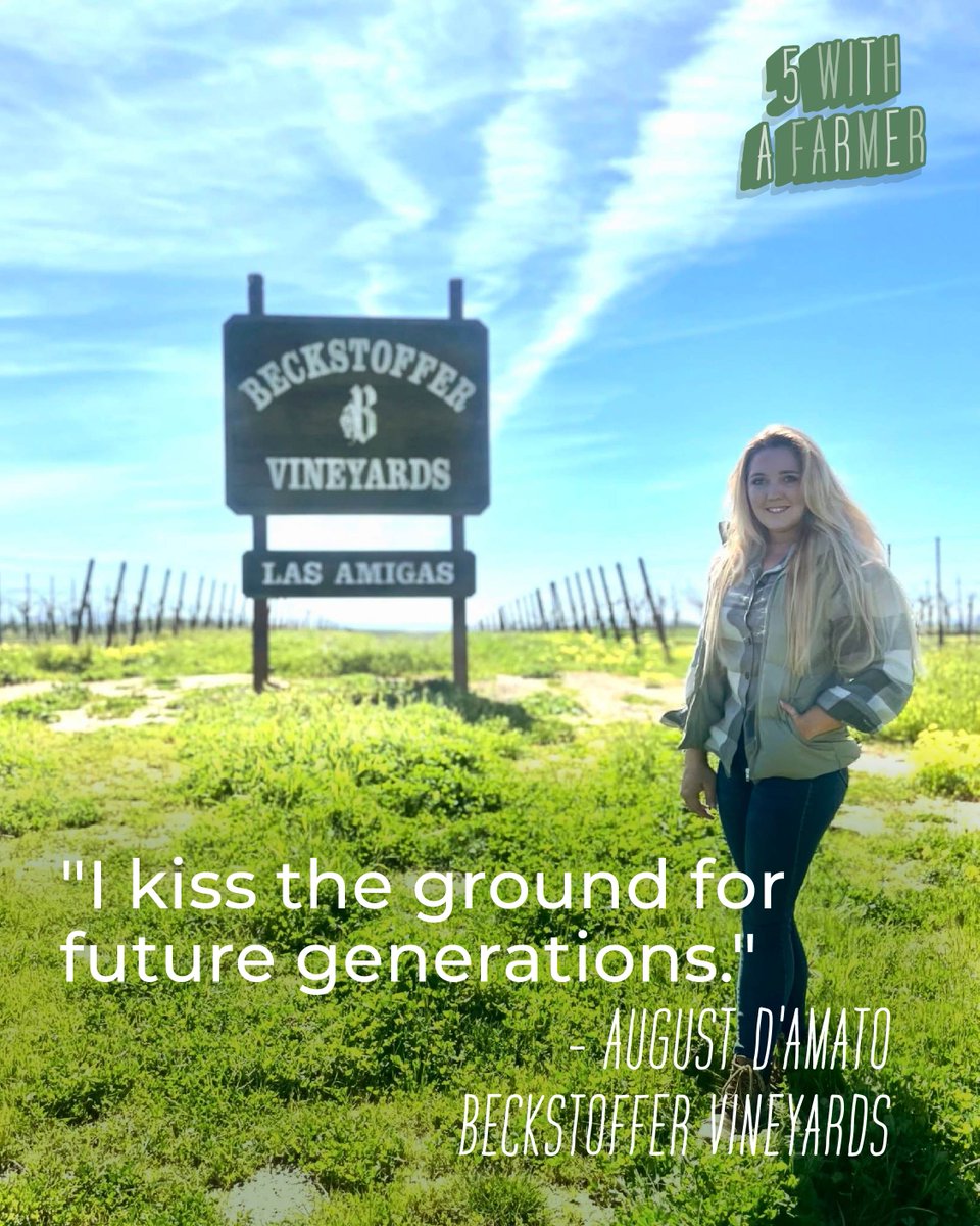 kissthegroundCA's tweet photo. At Beckstoffer, @BeckstofferVnds, vineyard manager August D'Amato is caring for the next generation through Regeneration.

Watch her 5 with a Farmer episode and explore the full series:
https://t.co/4vtF26Hhpo

#kisstheground #regenerativeagriculture #soilhealth https://t.co/xOgADVc9wU