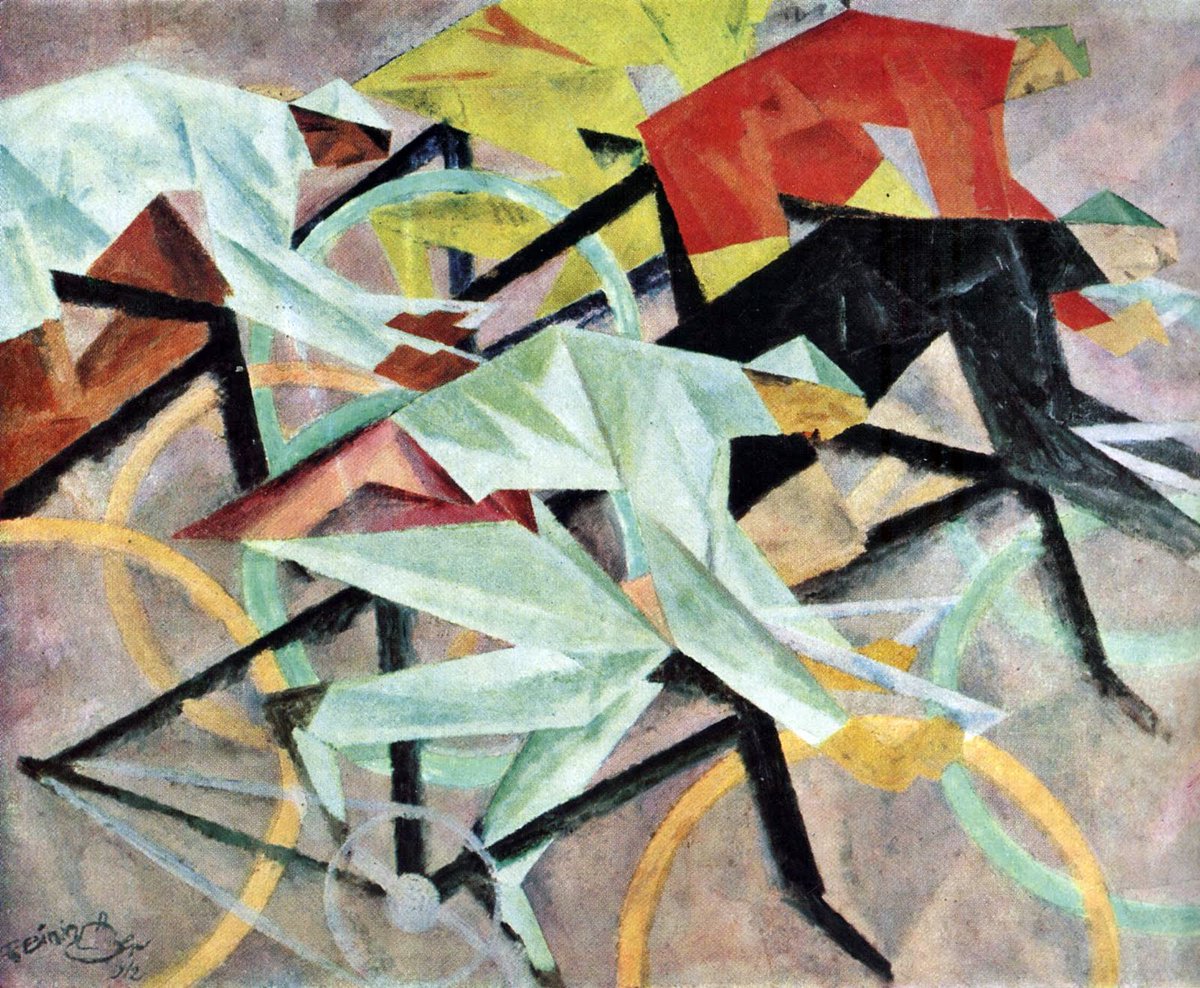 DuilleDesign's tweet photo. "Cyclists". Lyonel Feininger. 1912. https://t.co/Yyt9q7NYiz
