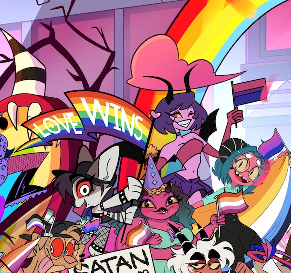 omgchomp's tweet photo. HAPPY PRIDE!!!!! thank you @JackieHorrorsho for drawing me in to the parade 🥲💗 https://t.co/I2scWha4ry
