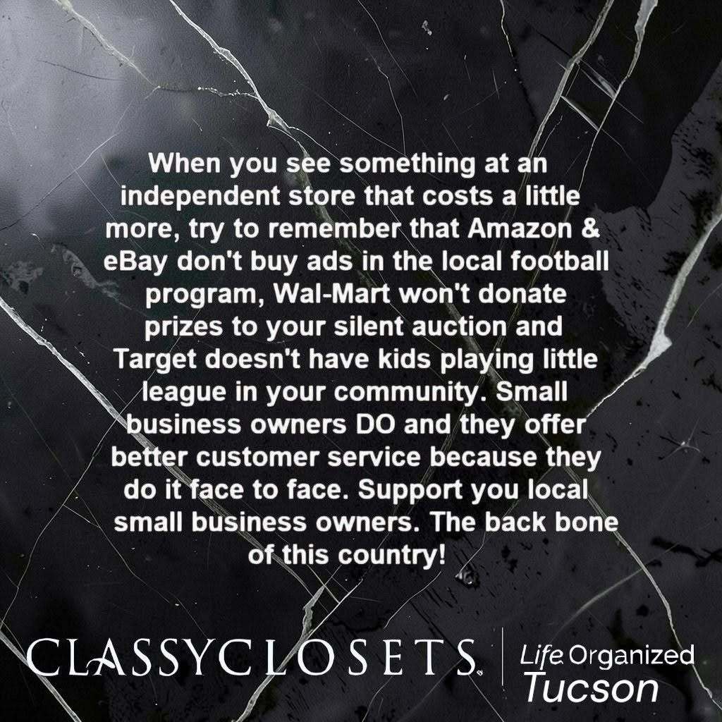 ClassyTucson's tweet photo. Classy Closets takes pride in supporting our community however we can, illustrating the impact of shopping small on family values. Support the local small business owners, as they are the backbone of our country. 🇺🇸 🎆 🎇 🧨 🇺🇸
Contact Us https://t.co/FrdzgIIXwQ... https://t.co/WUqlQHotJq