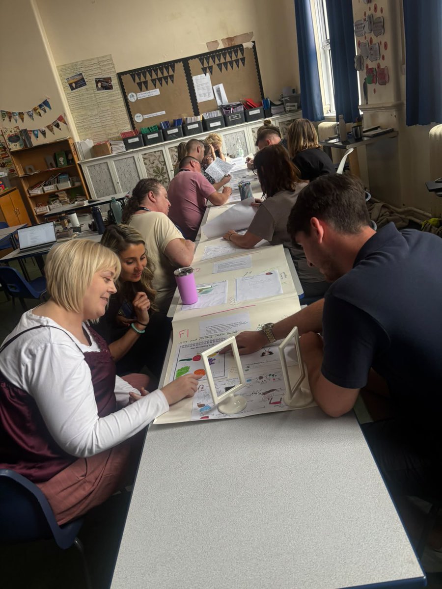 sara_sararadley's tweet photo. Collaborative. Evidence-led. Focusing on high standards. 💚 Our @RockFerrySch staff crew building our writing portfolio together — because great teaching is a team sport. #wearecrew @CAcademiesTrust @TheLCUK https://t.co/viu5CKZfZk
