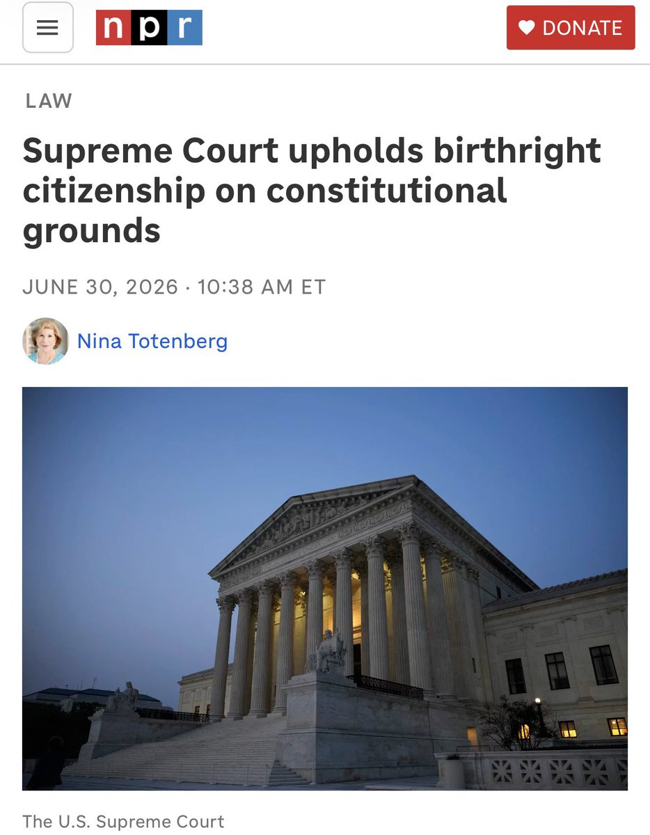LoriUSA_'s tweet photo. The Supreme Court today affirmed the Fourteenth Amendment’s promise: every child born on U.S. soil is a citizen at birth. For the refugees, immigrants, and forcibly displaced families we serve, it stands as one of our strongest safeguards against statelessness. Unity Is Strength https://t.co/DYYzwL6QyG