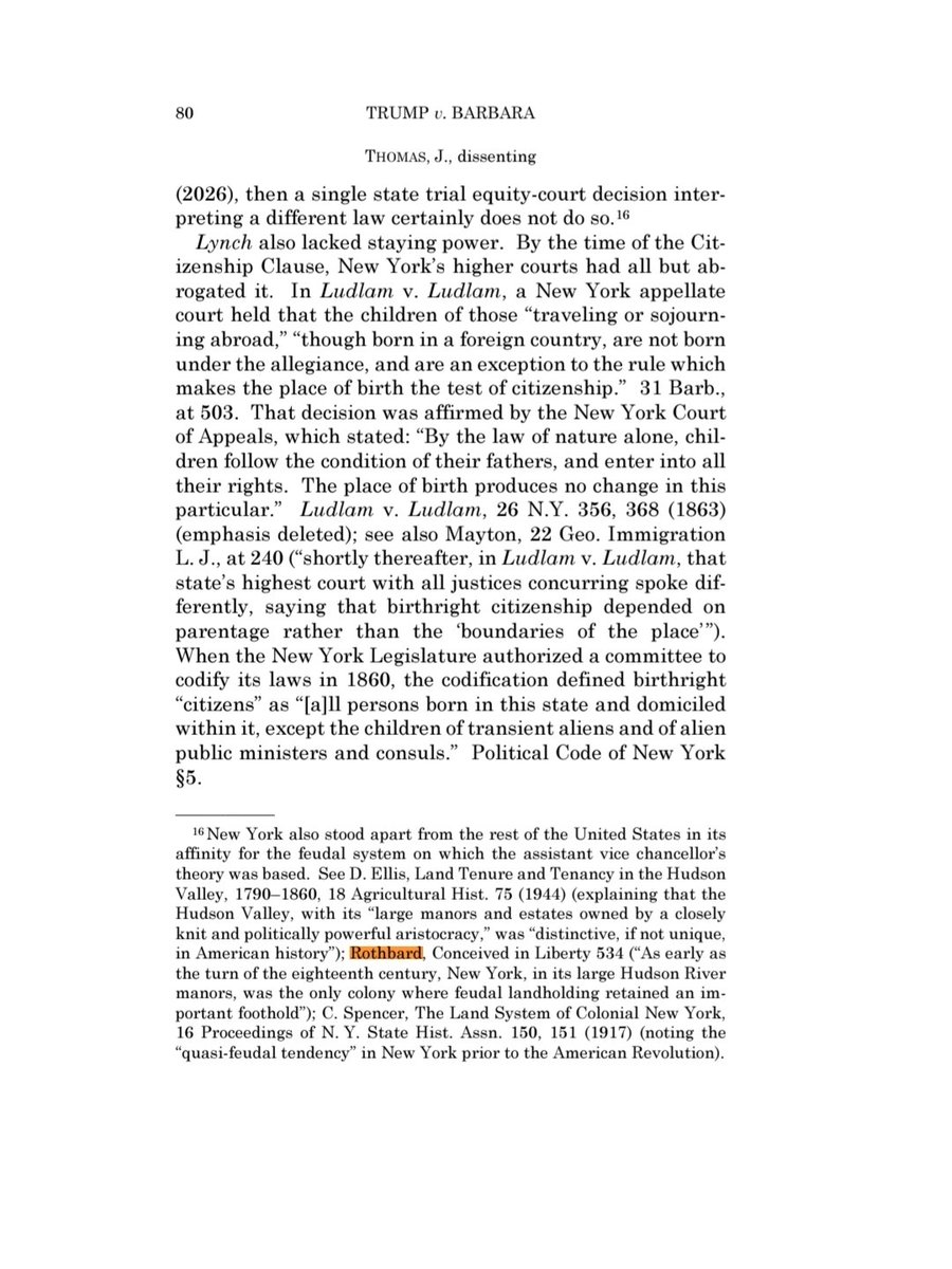 mises's tweet photo. Today, Justice Clarence Thomas has two references to Murray Rothbard's Conceived in Liberty in his dissent over birthright citizenship.

Available free at https://t.co/uYpc3ozC5f: https://t.co/DUDE7JrZMB https://t.co/liujmN92n9