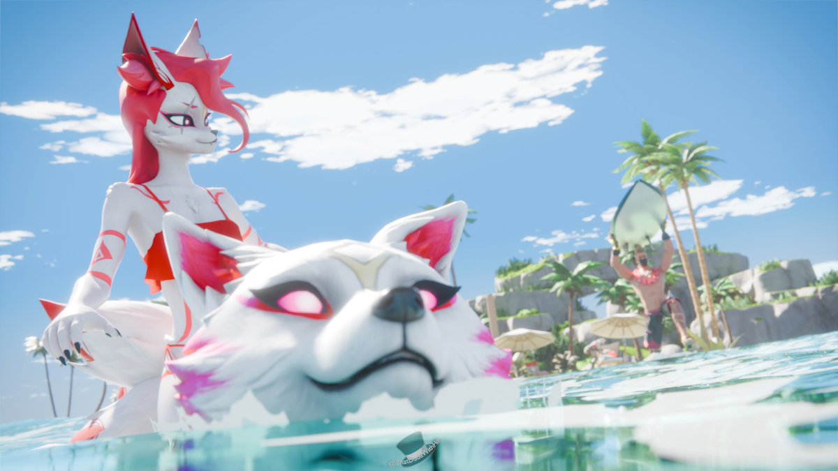 ThatDudeWithHat's tweet photo. Summer with the clan☀️

#FortniteArt #Fortnite #b3d #FoxClan #KimikoFiveTails https://t.co/wUT9Pmb6t2
