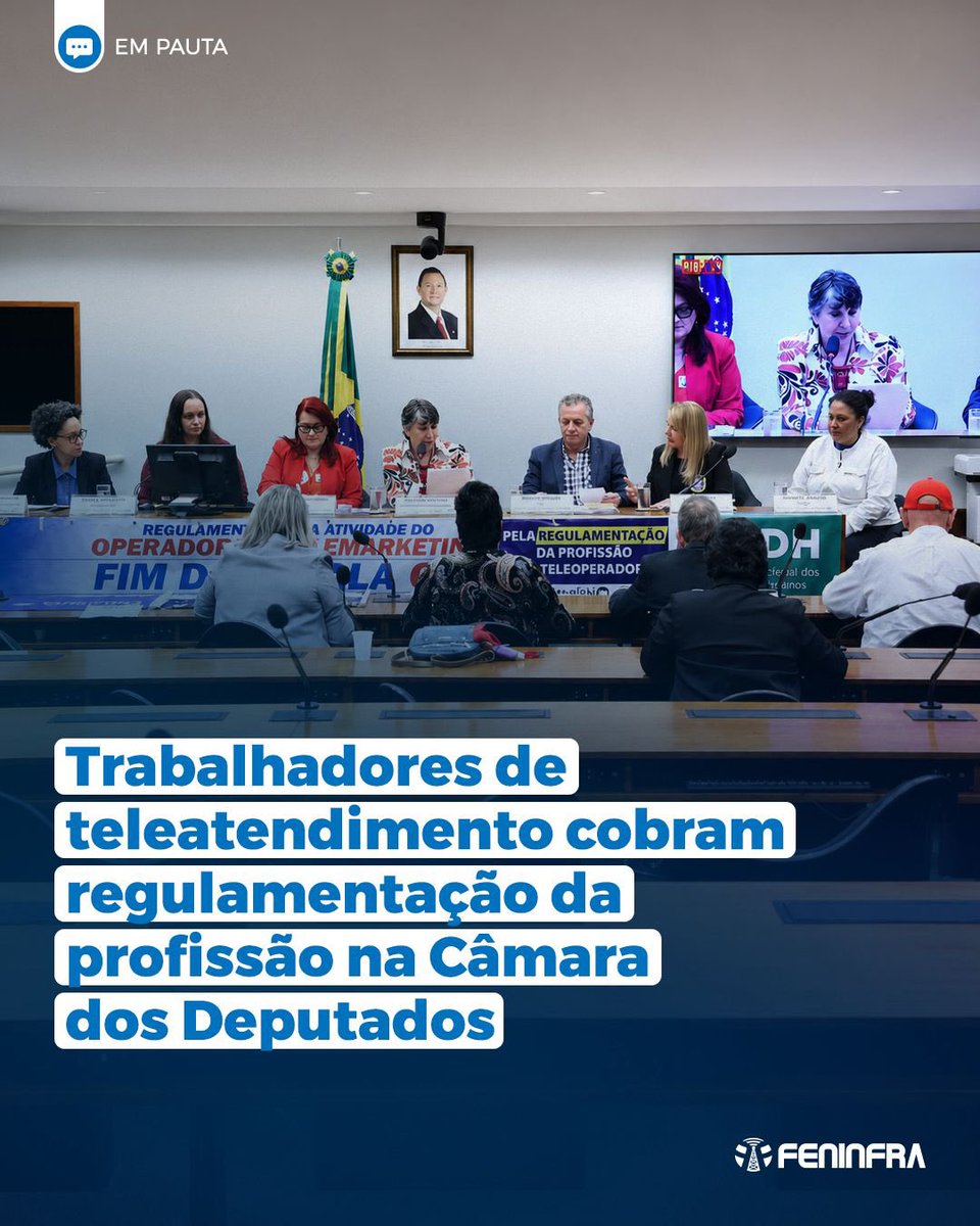 feninfra's tweet photo. #EmPauta | A Comissão de Direitos Humanos da Câmara dos Deputados colocou em debate as condições de trabalho e a regulamentação da profissão de teleoperador. 

Leia - Teletime: https://t.co/9mfK4Lf6ma | Tele.Síntese: https://t.co/eHvdP4sSTC https://t.co/FEQ3jdy1Ky