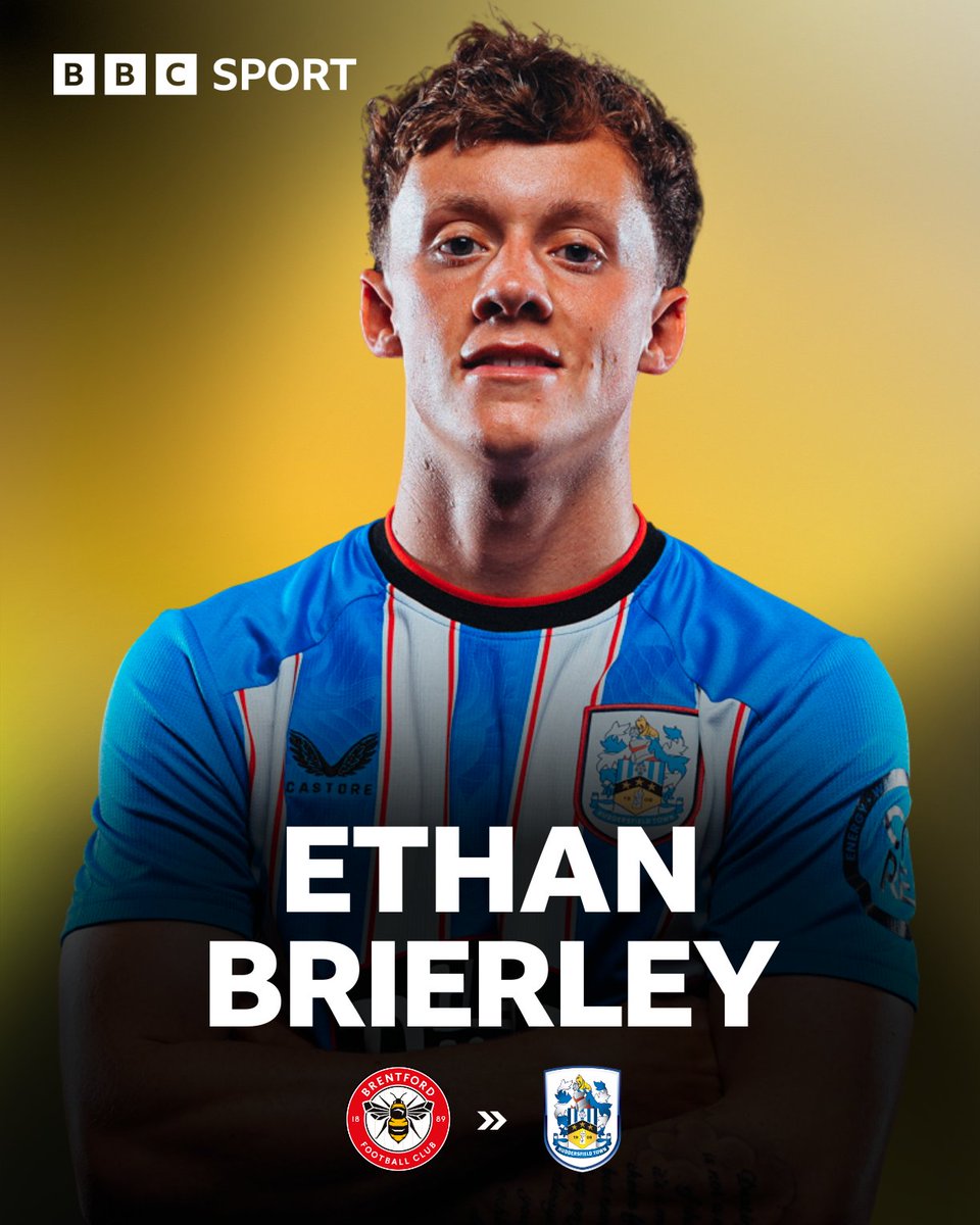 BBCWYS's tweet photo. 🤝 Huddersfield Town have signed Brentford midfielder Ethan Brierley for an undisclosed fee.

The 22-year-old has signed a three-year deal with the Terriers.

He played 47 games whilst on loan at Exeter City last season.

#HTAFC | #BBCFootball https://t.co/qlLd212nMH