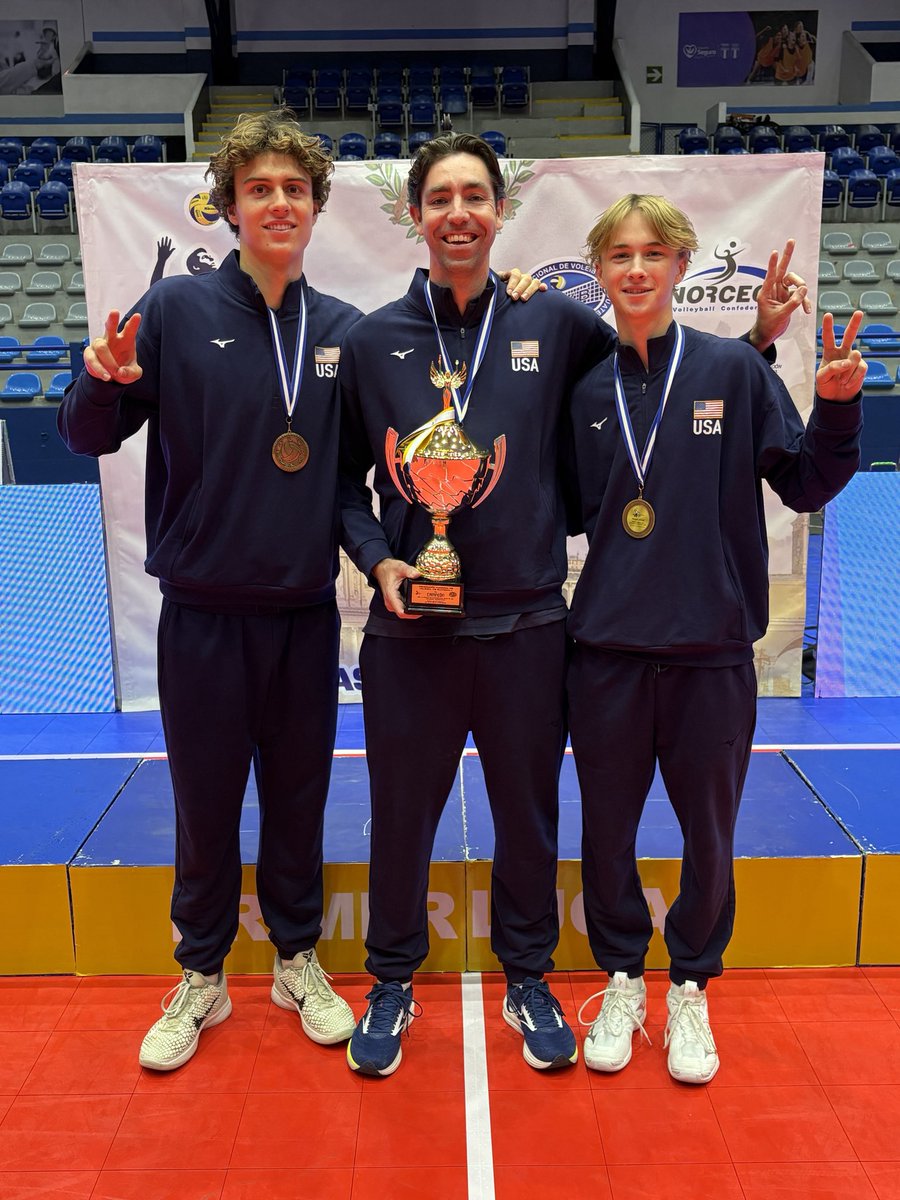 USCmensvolley's tweet photo. 🥇 Three Trojans helped @usavolleyball U21 Men’s National Team capture gold medals at the Pan American Cup this week! Congrats to Johnny, Blake, and Rory! 

Johnny was named the tournament’s Best Receiver! https://t.co/BidSY3etYl