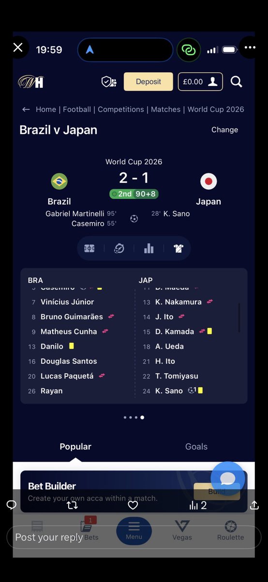 AnonymousBlue20's tweet photo. @WilliamHill Whys this not been paid? Claiming I backed Danilo Santos? You even call him Danilo and suspended my bet when he got booked (when they only show players on pitch) - what's going on @WilliamHill @WillHillHelp https://t.co/Fv841uLCtA
