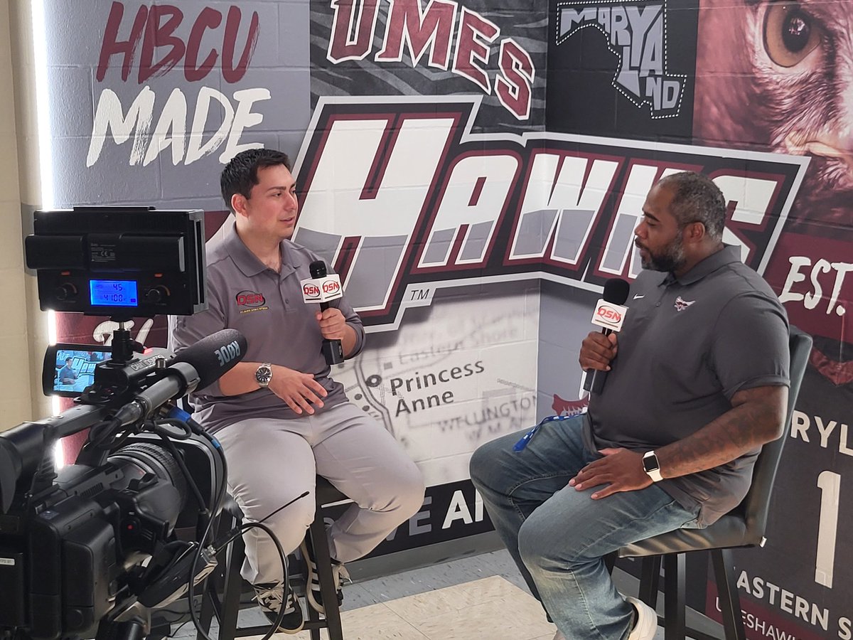 UMESHawkBase's tweet photo. New head coach Justin Thomas talks about his vision for UMES baseball with @IanNicholasTV. Watch the full interview on the @DelmarvaSports 

#HawkPride I #HBCUMade | #SoarAboveAndBeyond https://t.co/TE9LoglnB7