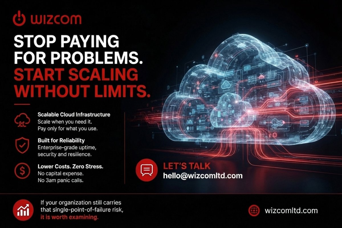WizcomLTD's tweet photo. Still paying for servers you own, maintain, and pray don’t fail?

There’s a better way.

Cloud infrastructure that scales when you need it, and costs nothing when you don’t.

No capital expense. No 3am panic calls.

Let’s talk
(586) 533-2081
hello@wizcomltd.com
#CloudSolutions https://t.co/FMYdthf9PT