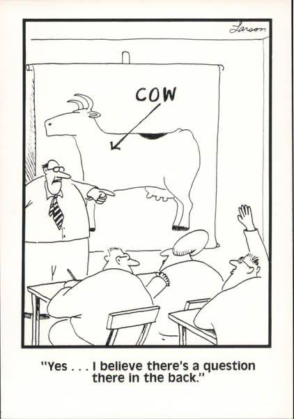 jwalkingphoto's tweet photo. Today I argued with @Grok at length and to no avail, that the individuals in the seats in the Gary Larson comic are humans not anthropomorphic cows. 

Grok could not self correct. Pretty interesting. @elonmusk https://t.co/5fZX0JQIu1