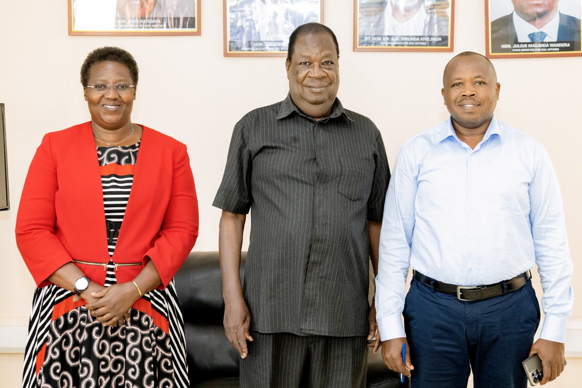 meaca_ug's tweet photo. This afternoon at the @meaca_ug’s Head Office, Kingdom Kampala House on Nile Avenue, staff of the Minister of State together with colleagues warmly welcomed Hon. Ikuya Magode. They congratulated him on his reappointment as Minister of State, celebrating with joy and unity. Special thanks to H.E. President @KagutaMuseveni for the trust and confidence shown in reappointing Hon. Magode to continue serving the nation. @RebeccaKadagaUG