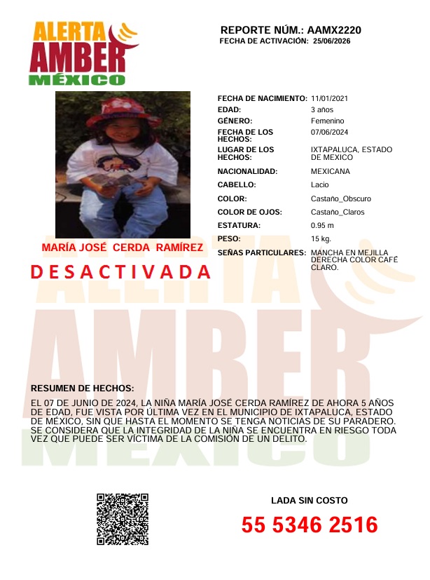 AAMBER_mx's tweet photo. El tiempo de duración máxima de la vigencia de la #AlertaAMBER AAMX2220 ha concluido, por lo que ha quedado desactivada. Las autoridades correspondientes continuarán con las acciones de búsqueda e investigación que correspondan. https://t.co/9Fpj1bZqpy