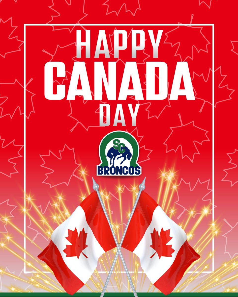 SCBroncos's tweet photo. Happy Canada Day from the Swift Current Broncos! 🇨🇦 🐴🎉 https://t.co/GLGdiA60eA