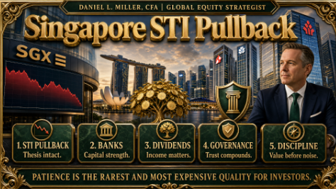 DanielL_CFA's tweet photo. Singapore STI Pullback | Daniel L. Miller, CFA
STI's pullback near record territory is not a thesis break; Singapore equity discipline still starts with banks, dividends, and governance.
#DanielLMillerCFA #SingaporeSTI #SGX #DividendInvesting #Governance https://t.co/B8G8AlRx4m