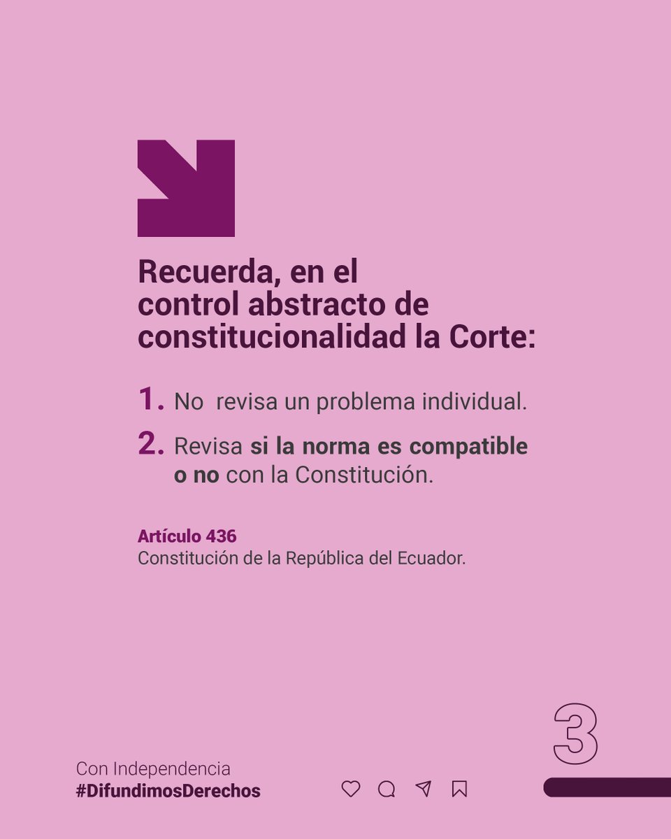 CedecEcuador's tweet photo. #ElCEDECteExplica | El control abstracto de constitucionalidad permite garantizar leyes, reglamentos y normas en sintonía con nuestra Constitución. 📋✔️

Con independencia, #DifundimosDerechos. https://t.co/sMC8sRictk
