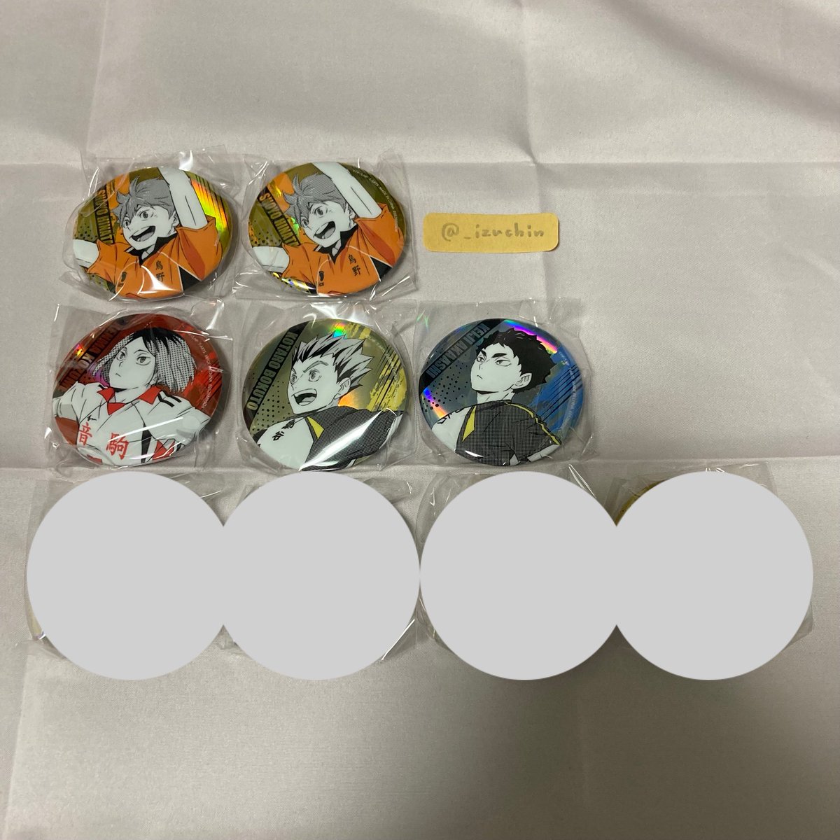 _izuchin's tweet photo. 交換 譲渡 ハイキュー ジャンプシャイニー缶バッジ

求 異種治または各300円+送料(ゆうちょ銀行振込/PayPay)

譲 日向 孤爪 木兎 赤葦

≫郵送

お気軽にお声掛けください◎ https://t.co/xkadgZZTaN