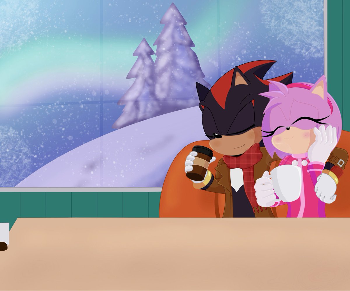 tiffyq234's tweet photo. Shadamy week day 6 &7 coffee and comfort so I drew the two going into a cafe for a hot cup of coffee to warm up from a trip to Holoska ☕️😚 super late lol might stop at this idk if I’ll try to do the other days 🥲 #Shadamy #shadamyweek #shadamyweek2026 https://t.co/dGfZSeZ35w