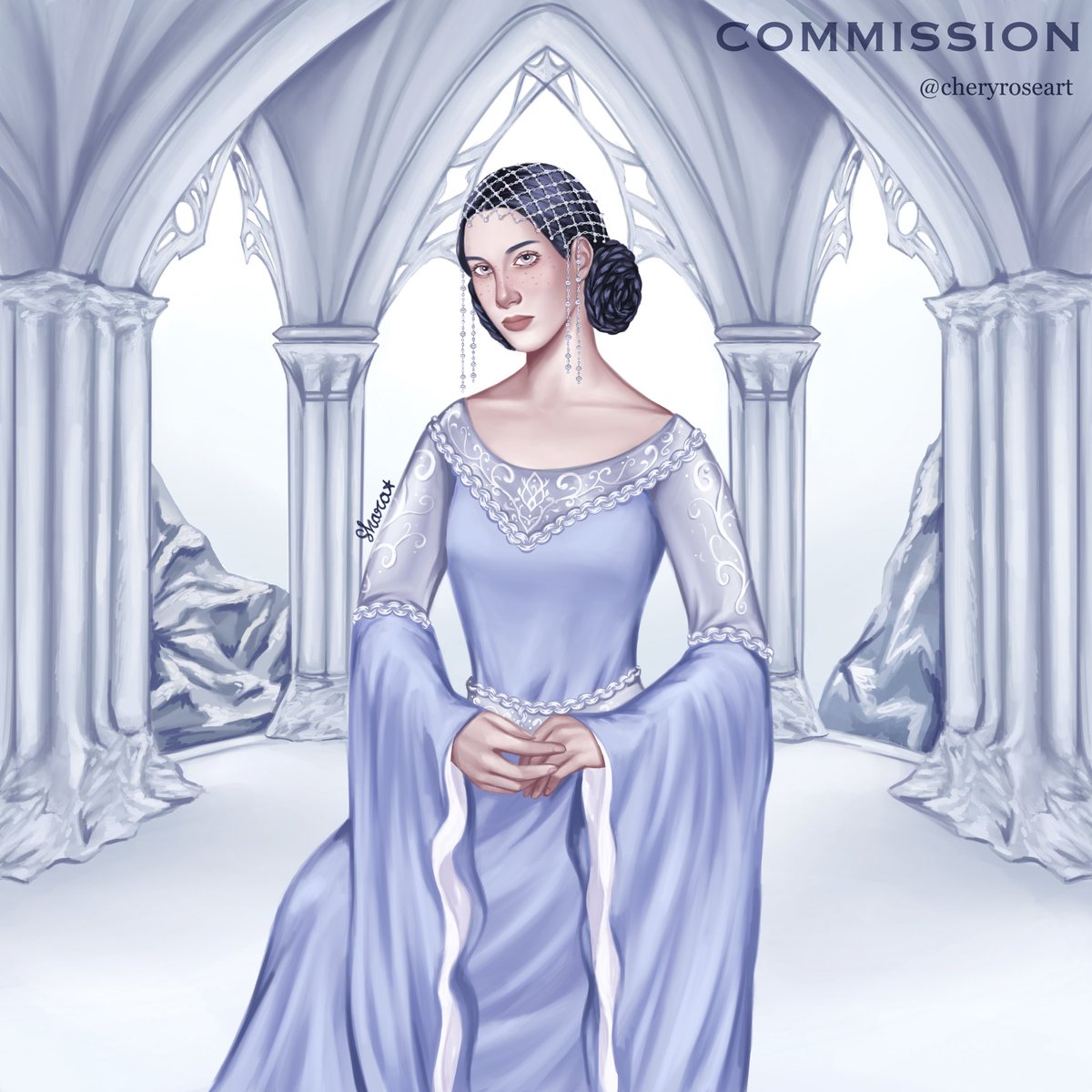 cheryroseart's tweet photo. ⭑The Raven of The Eyrie, Lady Marleina Arryn (oc), commission for @/clo_fol444 on ig ♥︎ ⭑◦ 
.
Please don’t repost without credit❕
.
.
.
#housearryn #got #hotd #asoiaf #originalcharacterart https://t.co/A1aIjTIkQE