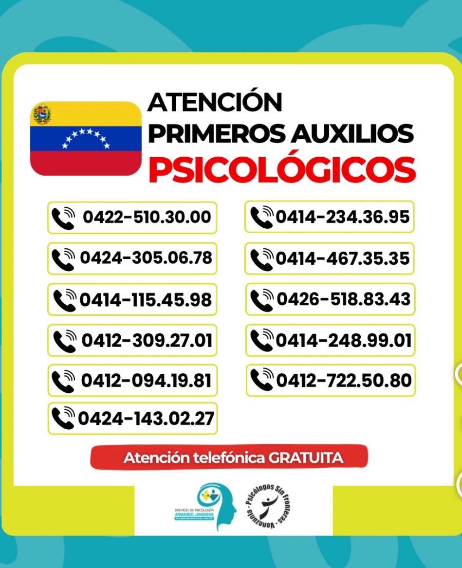 gabyarocha's tweet photo. No tenemos que transitar esto solos, hay profesionales dispuestos a dar apoyo psicológico gratuito a todos los que lo necesiten.
Guardar estos números. 👇🏼 https://t.co/s0CXJGe4al