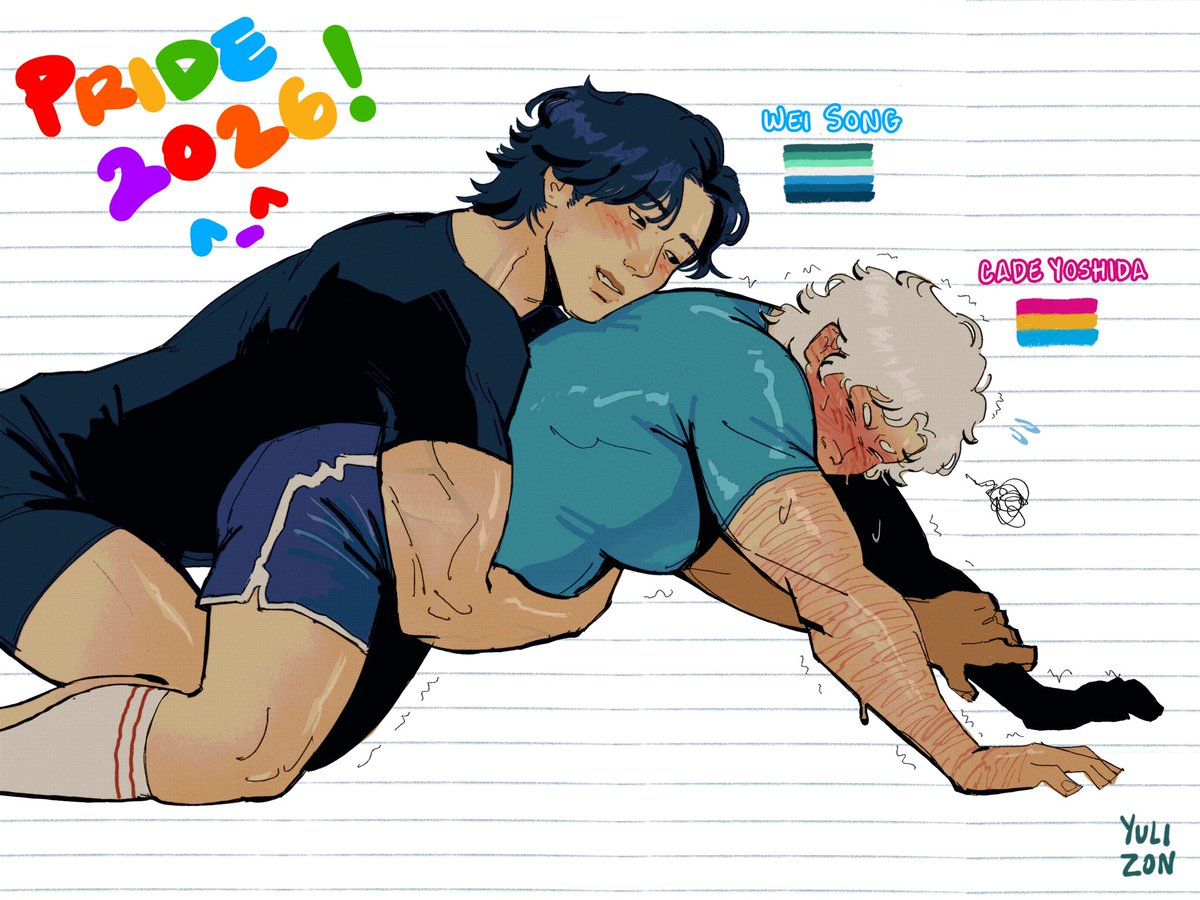 yuli_zon's tweet photo. Last minute Pride Month post 🌈 :^]  #yulisocs 

Wei, Ryouma and Yanli belong to my friend @/brandon_pyatakov on insta 

#pridemoth #queerart #procreate #originalcharacters #myoc https://t.co/Apj2vFhjyk