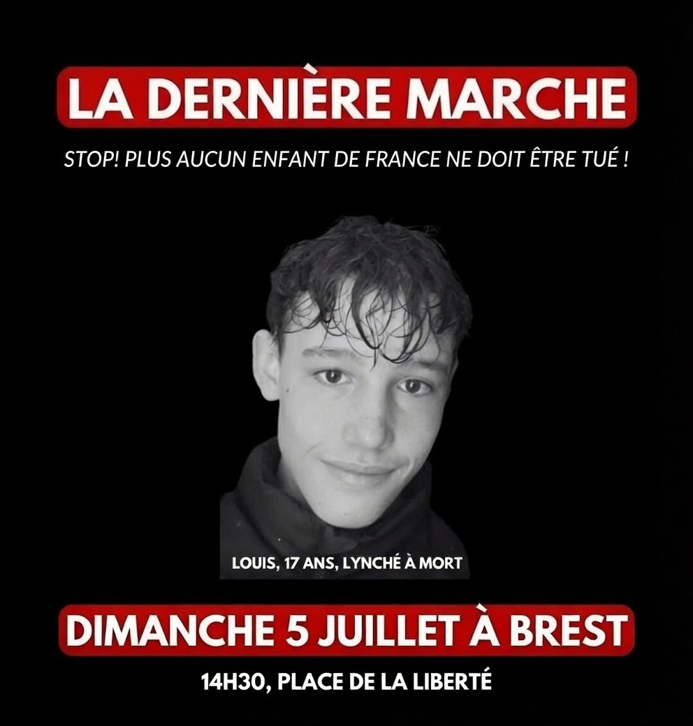 nouyou7760's tweet photo. #ReconqueteBrest 
@christine_kelly
@tegnererik
@ZemmourEric @knafo_sarah
@PascalPraud
📣 Cher citoyen, 
Nos enfants sont ceux de la République,  garante de leur sécurité. Louis n'a pas été protégé. Il a été assassiné sous la protection de l'ASE. Dimanche nous prendrons tous ensemble le départ de "La dernière marche",  pour l'amour de nos enfants et malgré nos divergences d'opinions car elles n'ont pas lieu d'être en pareil situation. 
Nous répondrons dignement à l'appel de cette famille dont nous partageons la souffrance pour dire aurevoir à Louis et nous tourner vers les institutions pour qu'ils entendent bien notre indignation. 
Je vous attends tous dimanche,  prenez vos dispositions,  nous le devons à nos enfants. 
Bien à vous 🇫🇷 
Emmanuelle Nouyou 
Déléguée Départementale adjointe du Finistère