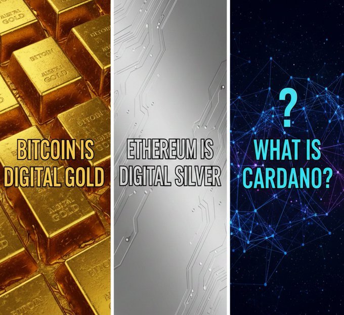 Sssebi's tweet photo. Bitcoin is digital gold
Ethereum is digital silver
Cardano is............ https://t.co/4K7VH8Bj5J