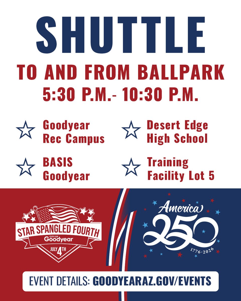 GoodyearBP's tweet photo. We're ready to see you on Saturday for Star Spangled Fourth.
Event info: https://t.co/bafgg5gj8D
 #FourthOfJuly #DroneShow #GoodyearAZ https://t.co/0qgy2kUb3e