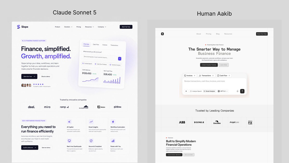 1Aakib's tweet photo. Claude sonnet 5 vs Human Aakib https://t.co/srKxHYBByz