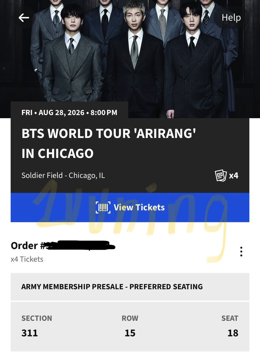 1uvning's tweet photo. wts (1) ticket for bts in chicago d2! selling for a friend dm for the details! can provide proof &amp; ft during transfer :) https://t.co/TgnVPvsLIo
