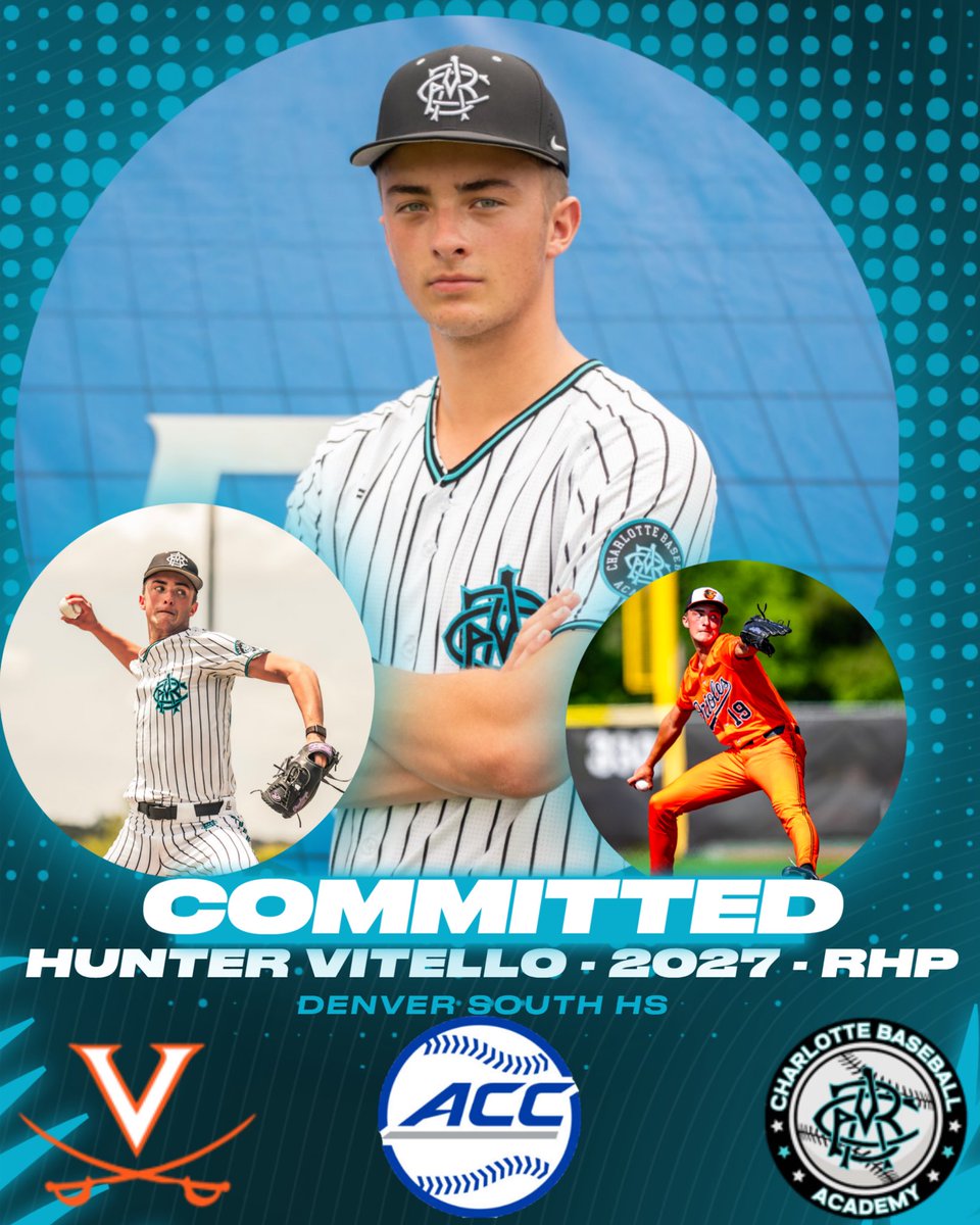 cltbsblacademy's tweet photo. Congratulations to @vitelloHY and his commitment to the University Of Virginia! Hunter is an outstanding young man who will excel in his journey at Virginia. On the mound he is a true competitor with off the chart pitchability of a four pitch mix that slices and dices hitters. Congratulations to you @vitelloHY !