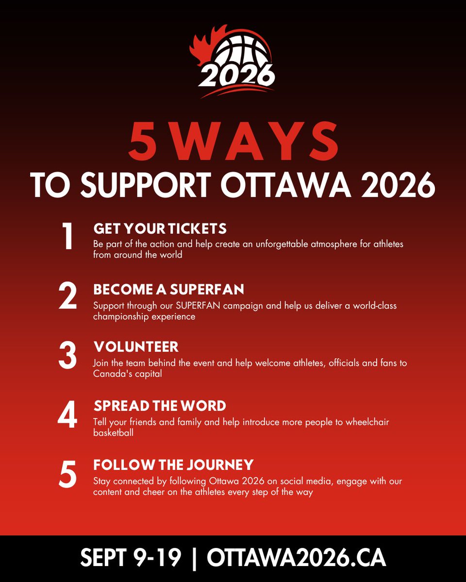 ottawa2026's tweet photo. There are plenty of ways to get involved and help make Ottawa 2026 an unforgettable event for athletes, fans and visitors from around the world.
--
Il existe de nombreuses façons de vous impliquer et de contribuer à faire d’Ottawa 2026 un événement inoubliable! https://t.co/zkTDTLMNTX