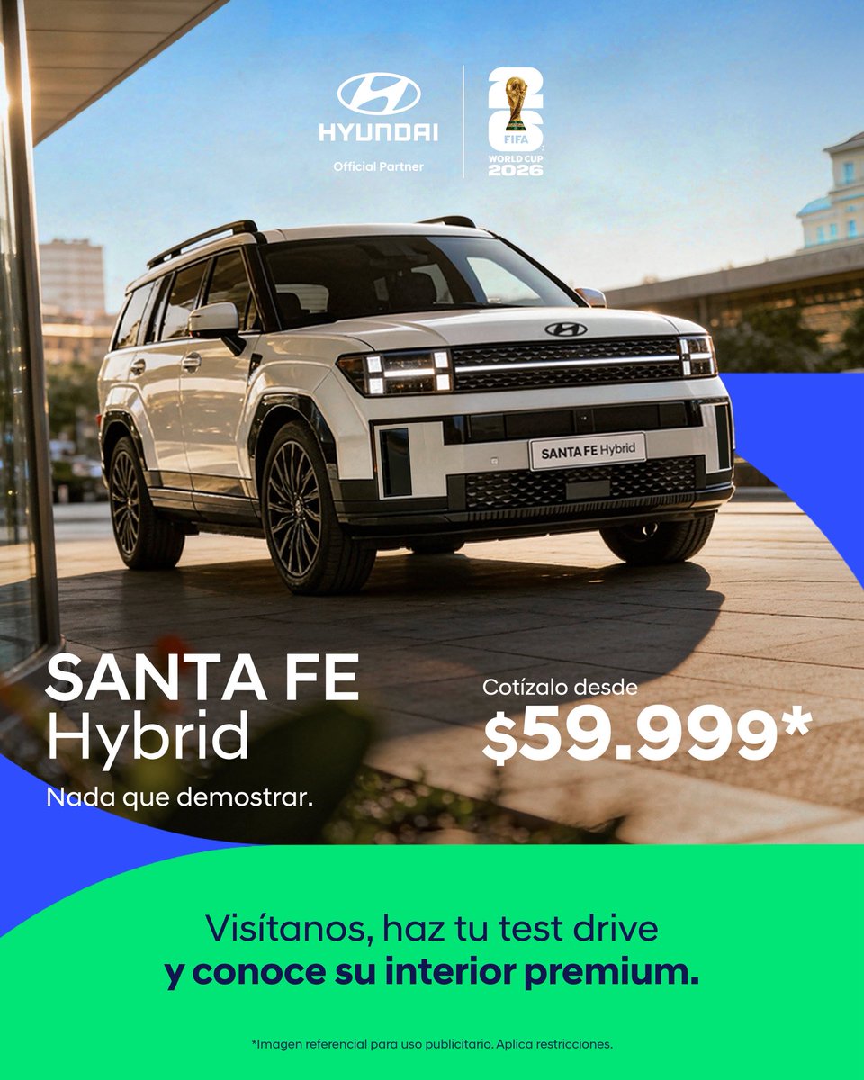 RadioDibluFM's tweet photo. Conoce el Santa Fe Hybrid y descubre un SUV diseñado para quienes buscan más en cada detalle.

Visítanos, haz tu test drive y conoce su interior premium.

#Hyundai #SantaFeHybrid #LikeNeverBefore https://t.co/LOO2zznSI9
